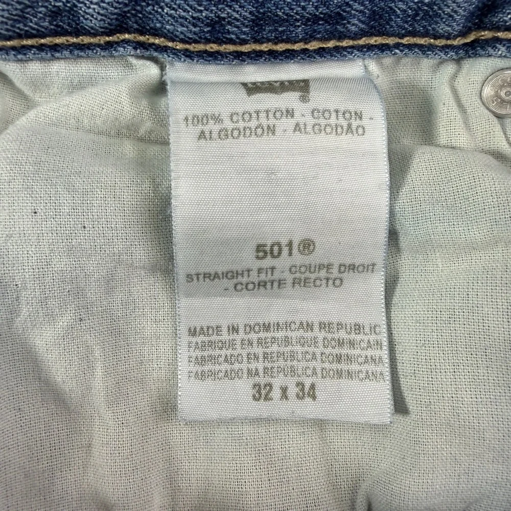 Vintage Levi's 501 Original Straight Leg Jeans Men's Size 32x34 Blue Distressed